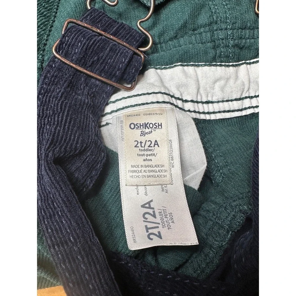 OshKosh B'gosh Corduroy Overalls Toddler 2T Teal Navy Blue Excellent Vestbak